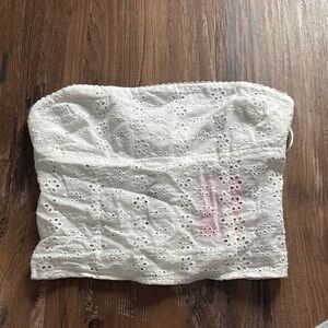 Edikted White Eyelet Crop Top